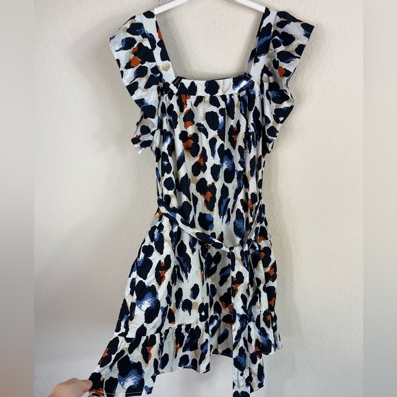 Joy Joy Leopard Cotton Mini Dress Belted Size Small - Picture 3 of 4